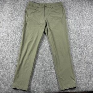 Lululemon Commission Slim Fit Pants Mens 34 Green Stretch Recycled Polyester